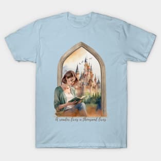 A Reader Lives A Thousand Lives (Brunette) T-Shirt